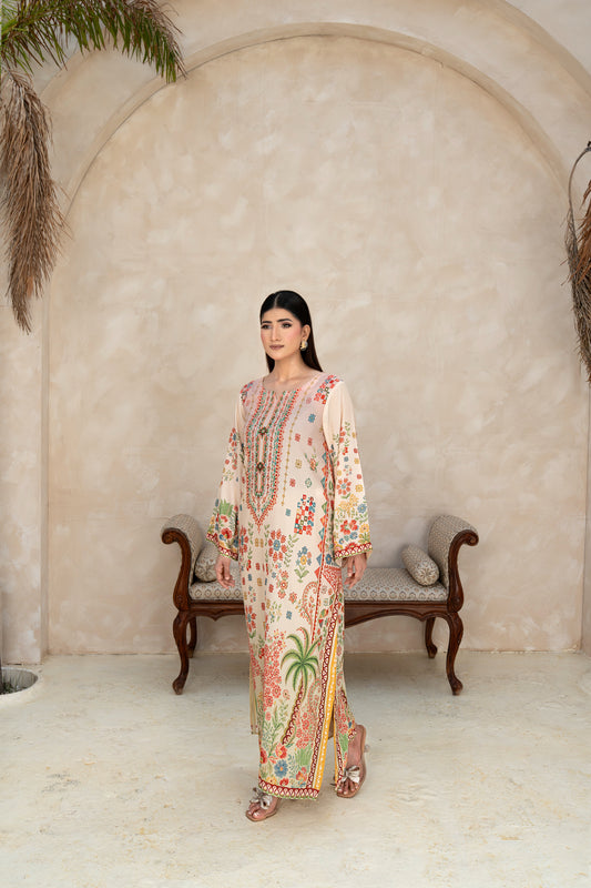 THE ROSE KAFTAN PRINTED ARABIC SILK (RTW1P-C1A5)