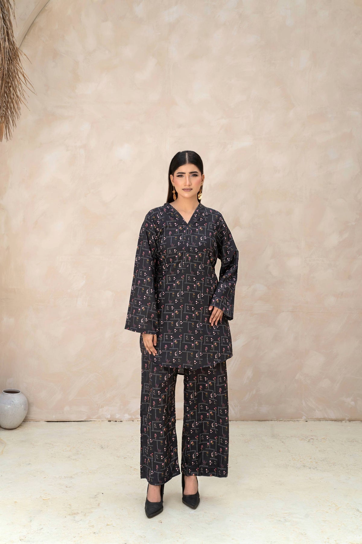 THE NOIR PRINTED ARABIC SILK CO-ORD SET (RTW2P-C1A1)