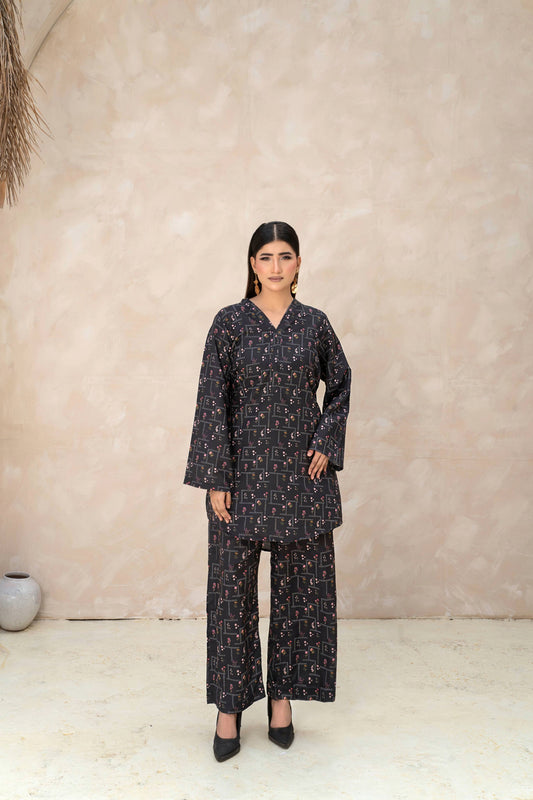 THE NOIR PRINTED ARABIC SILK CO-ORD SET (RTW2P-C1A1)