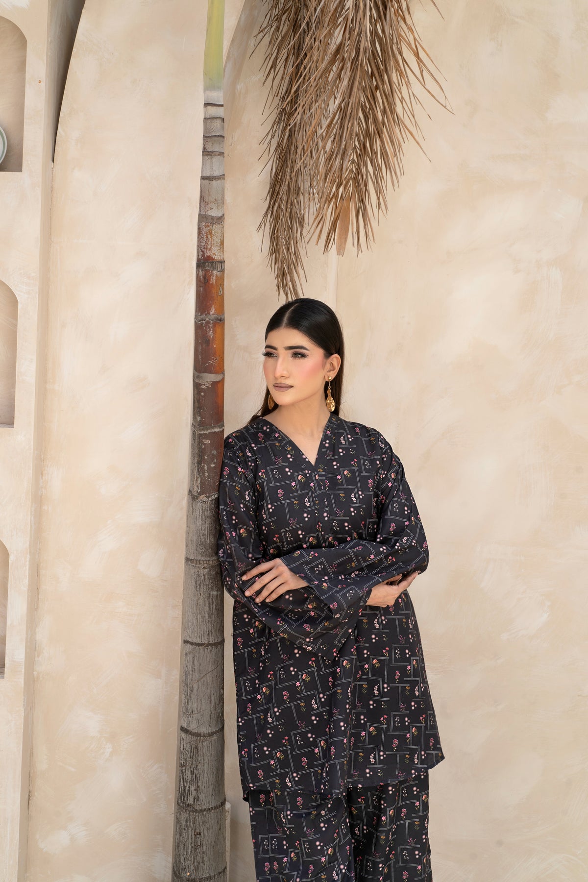 THE NOIR PRINTED ARABIC SILK CO-ORD SET (RTW2P-C1A1)