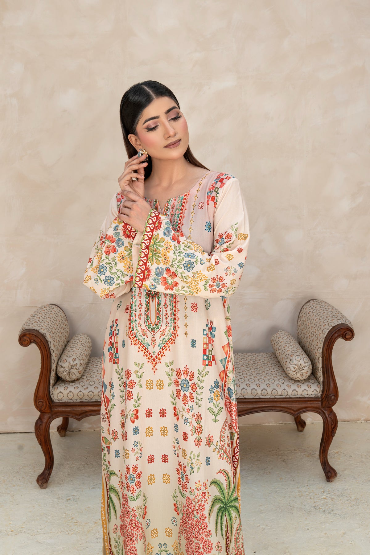 THE ROSE KAFTAN PRINTED ARABIC SILK (RTW1P-C1A5)