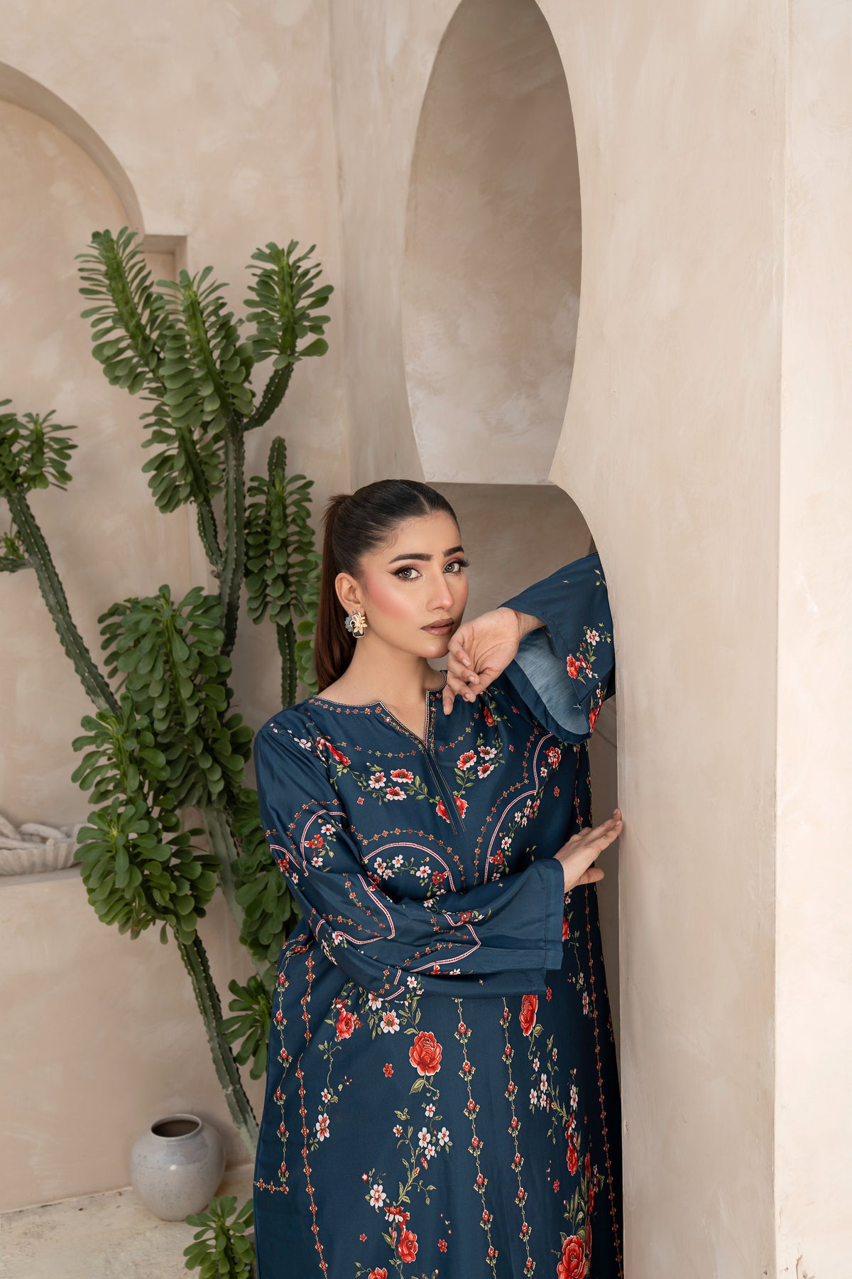THE MIDNIGT KAFTAN PRINTED ARABIC SILK (RTW1P-C1A7)