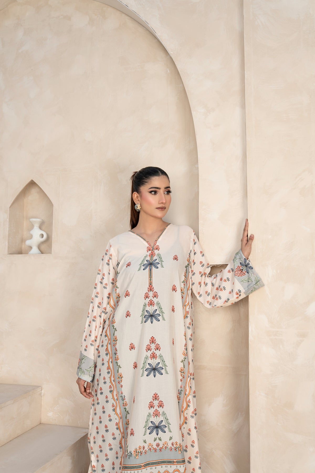 THE SERENITY KAFTAN PRINTED ARABIC SILK (RTW1P-C1A6)