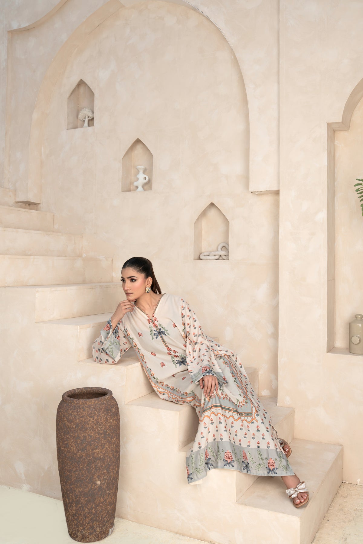 THE SERENITY KAFTAN PRINTED ARABIC SILK (RTW1P-C1A6)